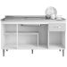 Balcão de Pia sem Tampo 150 cm 4 Portas 1 Gaveta Graziela Amêndoa/Branco