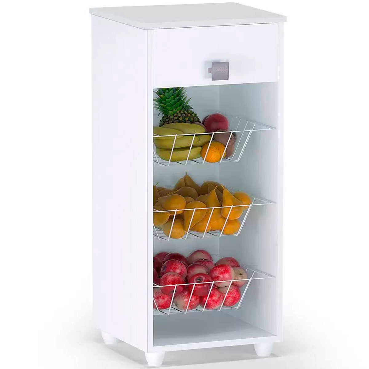 Fruteira de Chão Mônica 3 Cestos Branco
