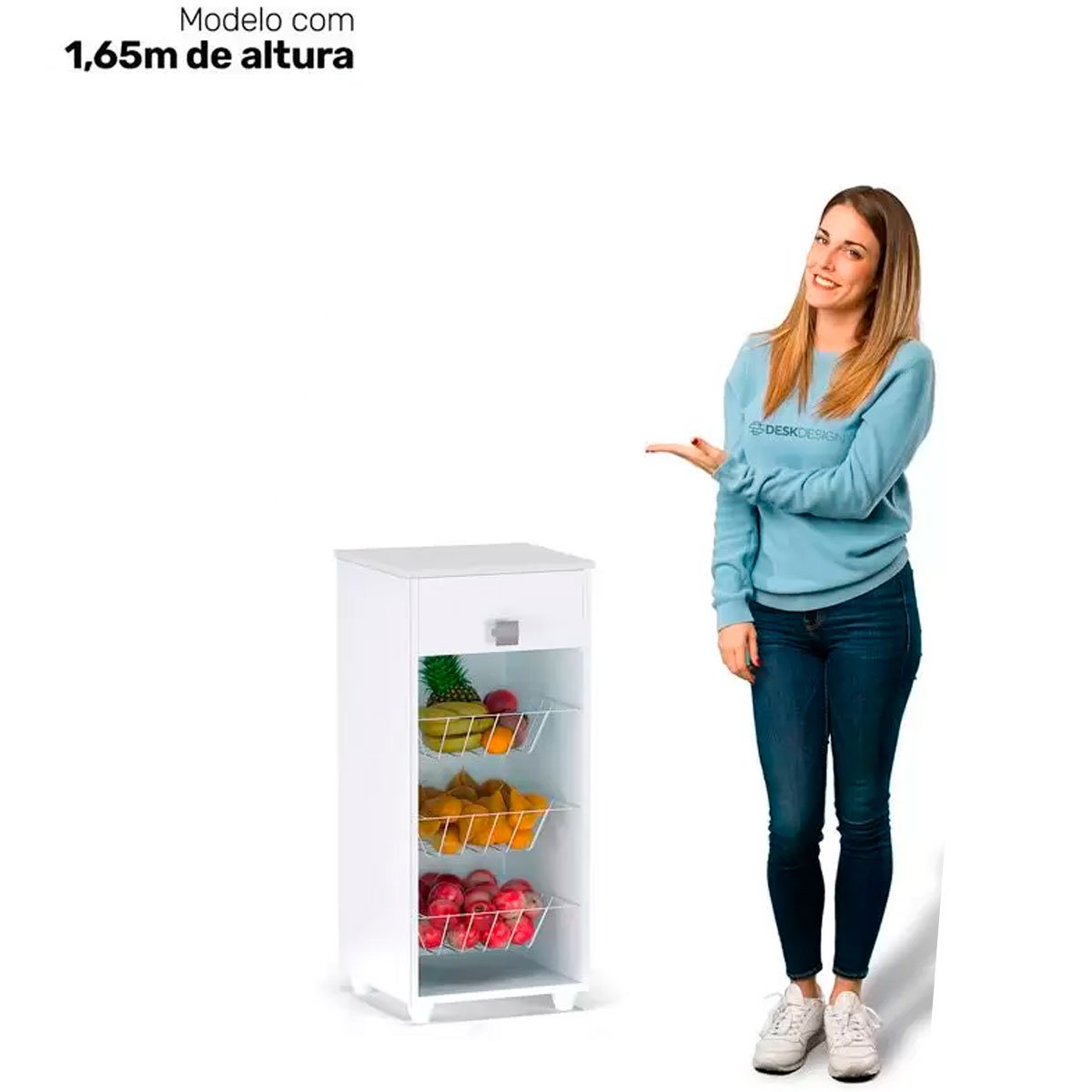 Fruteira de Chão Mônica 3 Cestos Branco