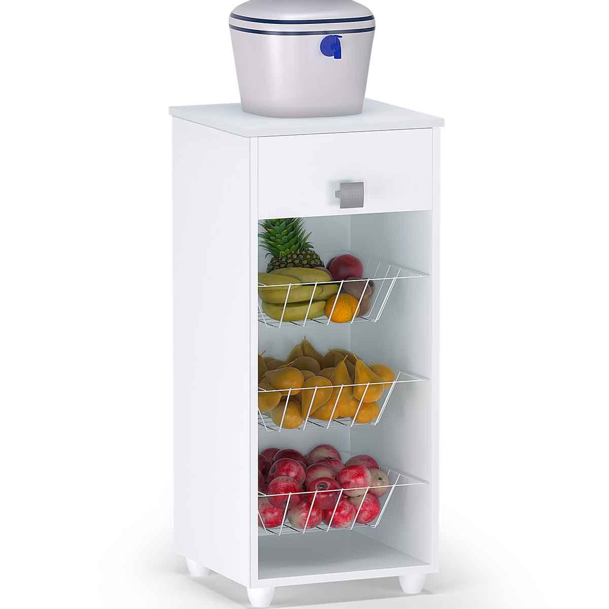 Fruteira de Chão Mônica 3 Cestos Branco