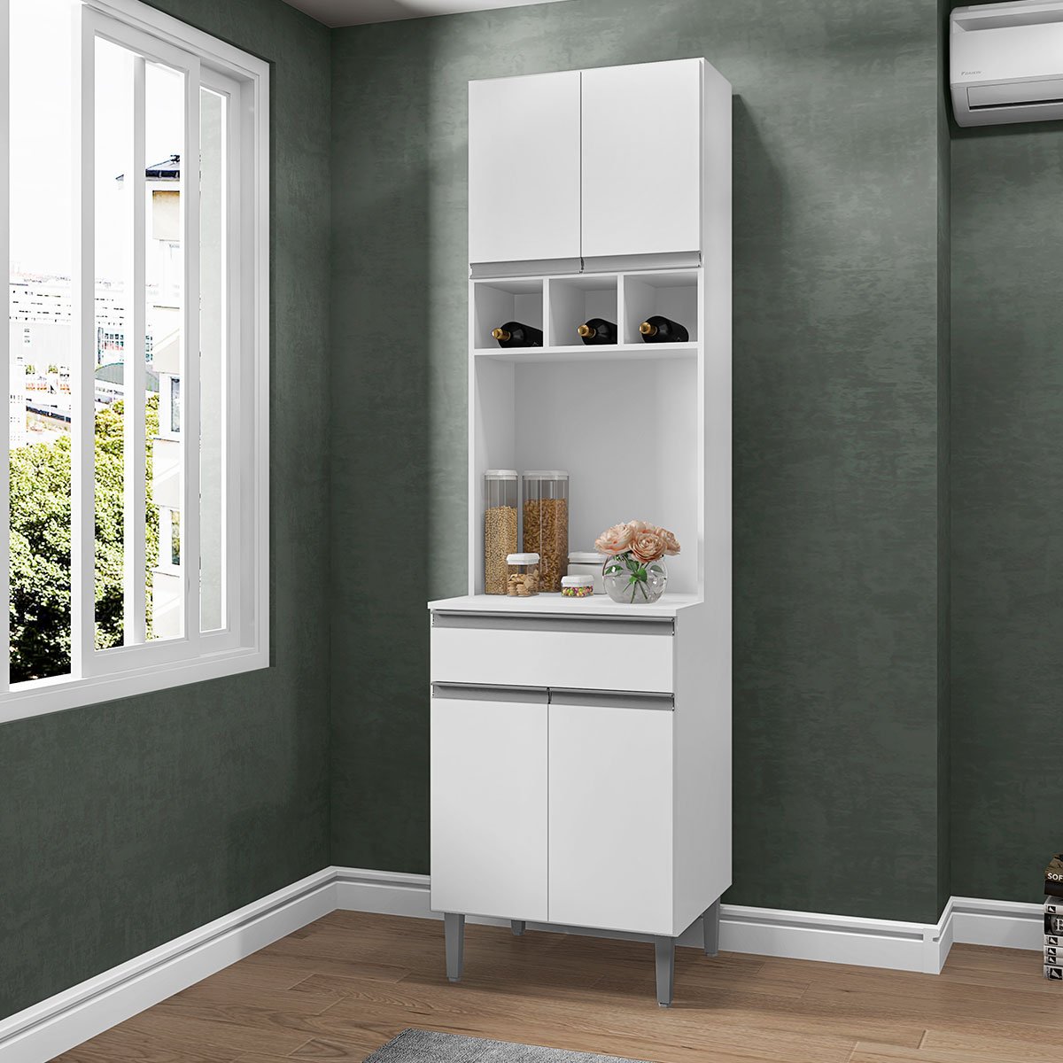 Paneleiro Duplo Adriana 4 Portas Branco Casa Chick