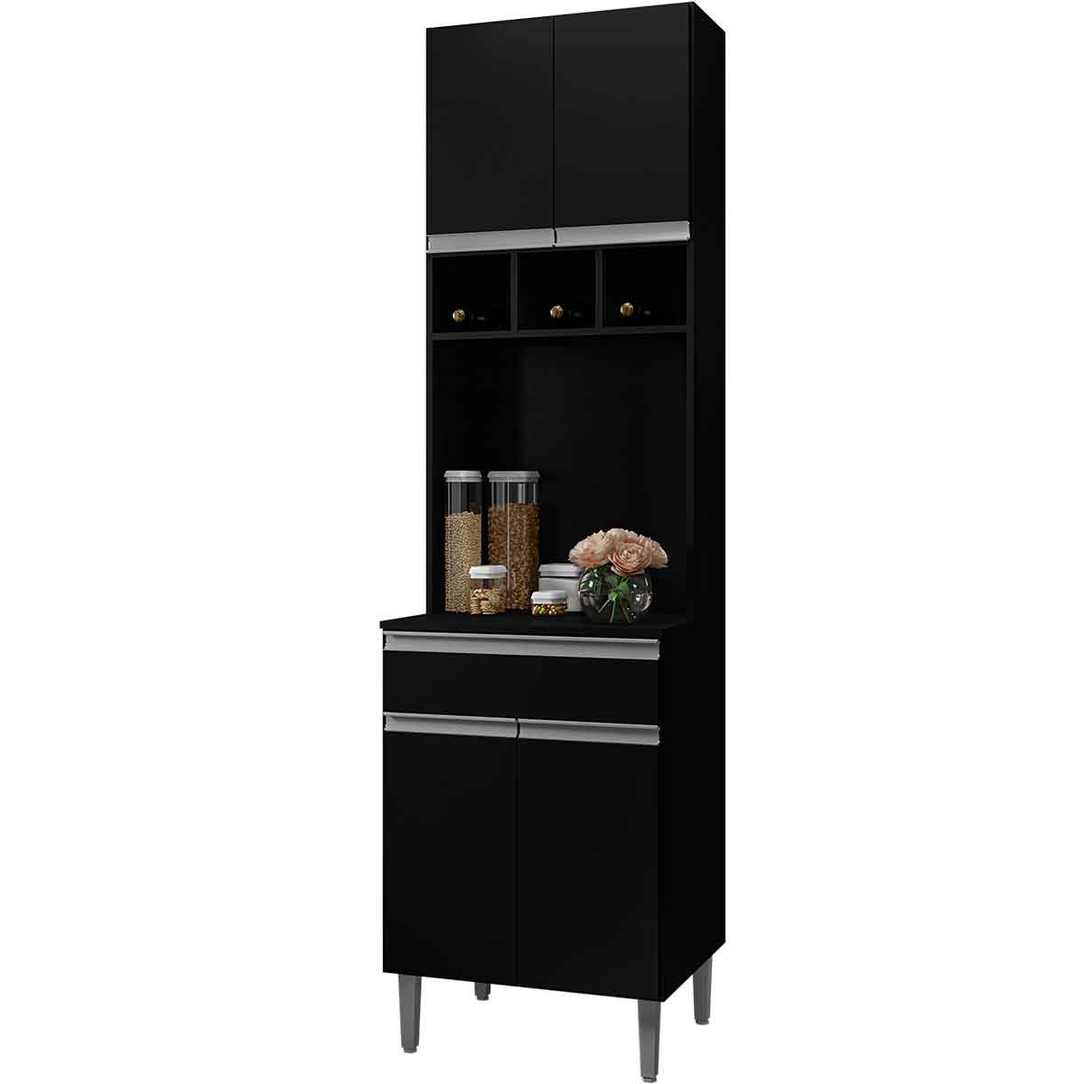 Paneleiro Duplo Adriana 4 Portas Preto Casa Chick
