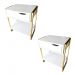 2 Mesas de cabeceira Apoio Lateral Cama Branco - Dourado MDF Mordomo 
