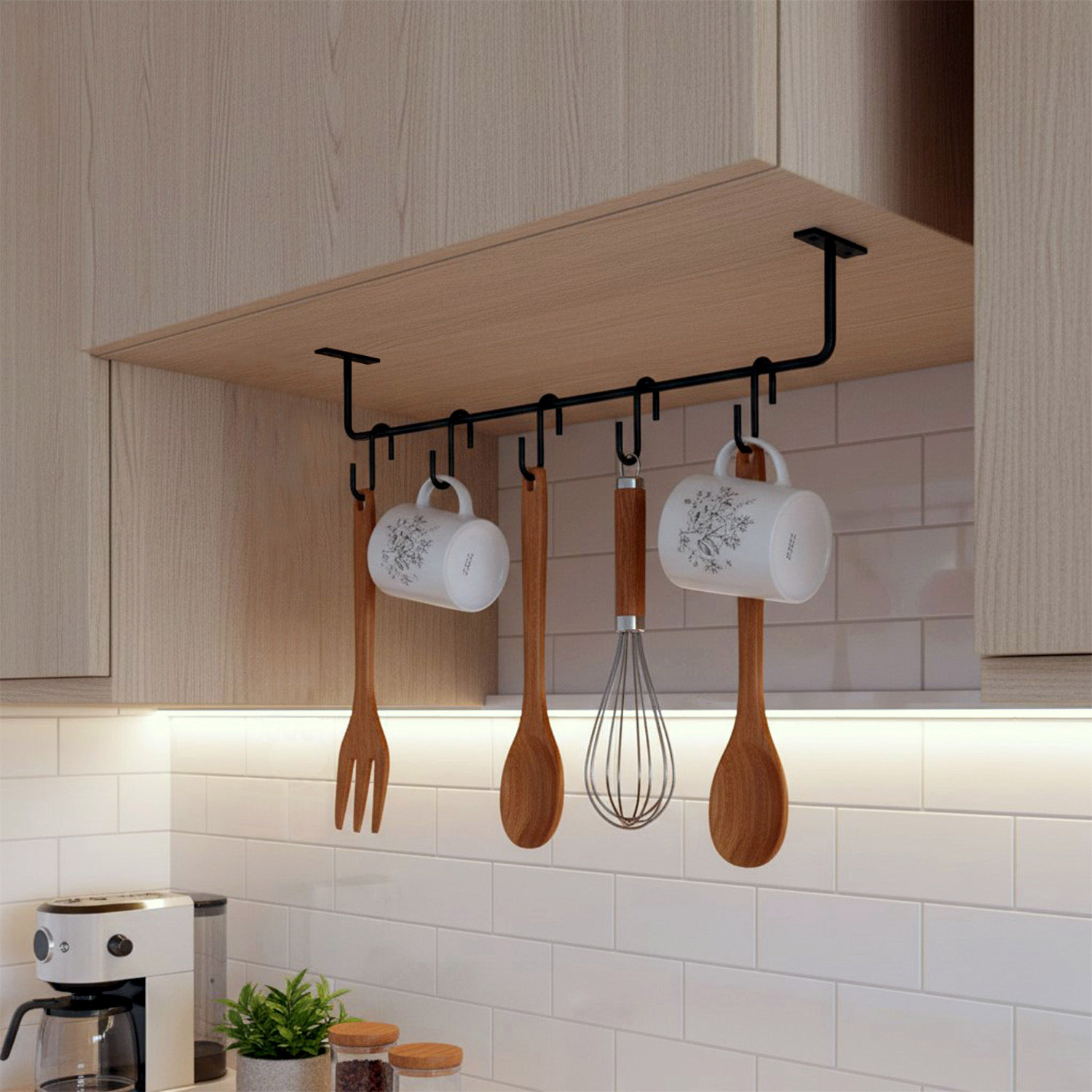 Barra Pendurar Utensílios + Ganchos Barrinha multiuso Organizador