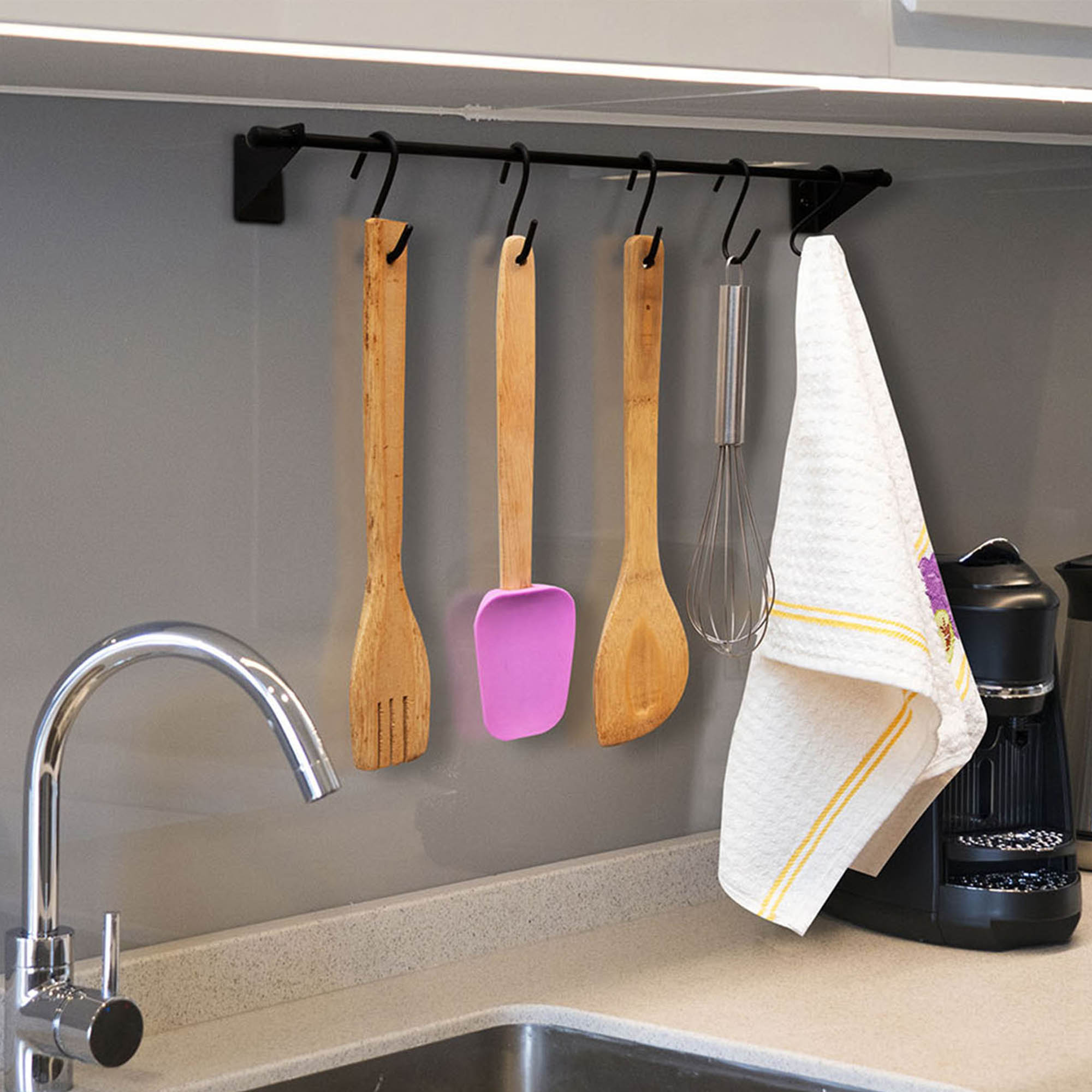 Barra Utensílios 35cm Cozinha Multiuso Talher Ganchos