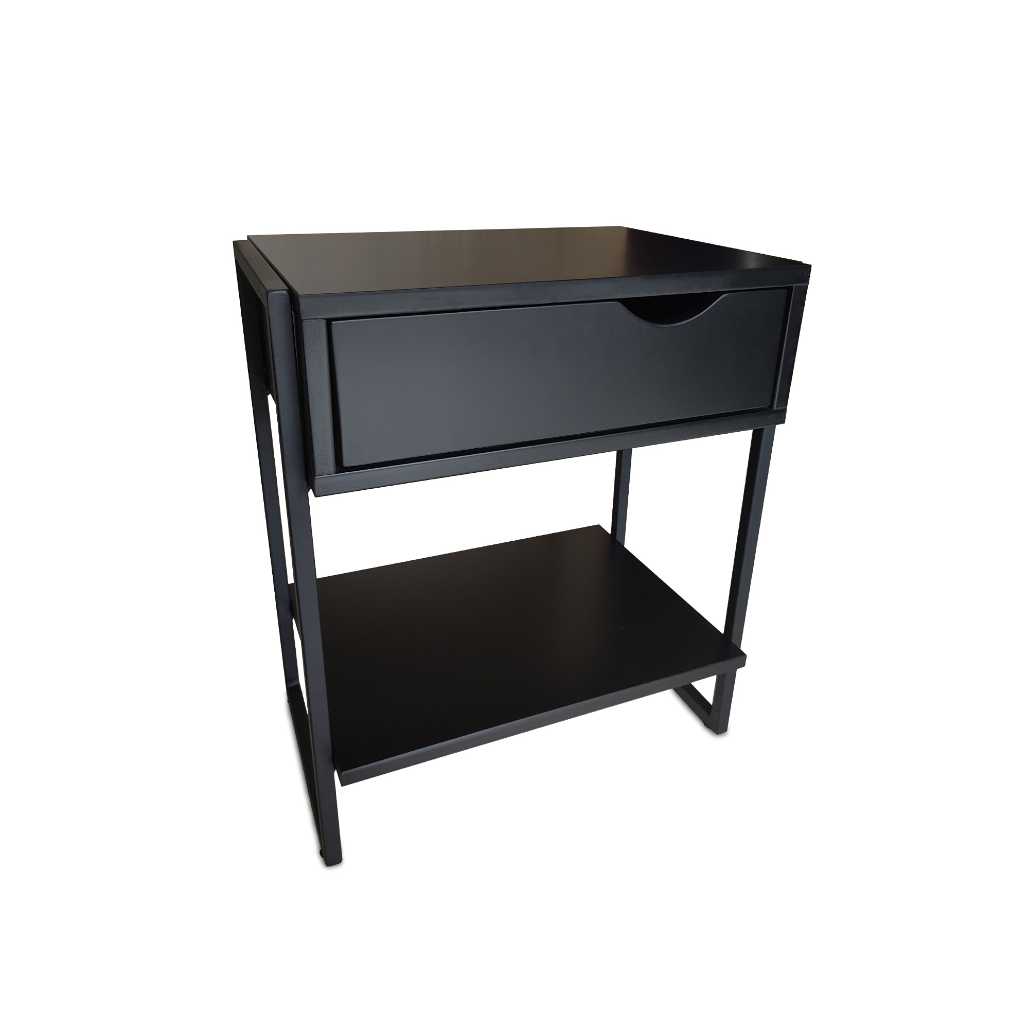 Kit 2 Mesa Apoio de Cama com Gaveta Nicho Mesa de cabeceira Black  
