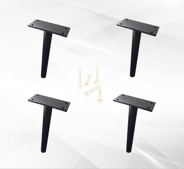 Kit 4 pezinho Multiuso Pés móveis 18cm Aço reforço Preto fosco 