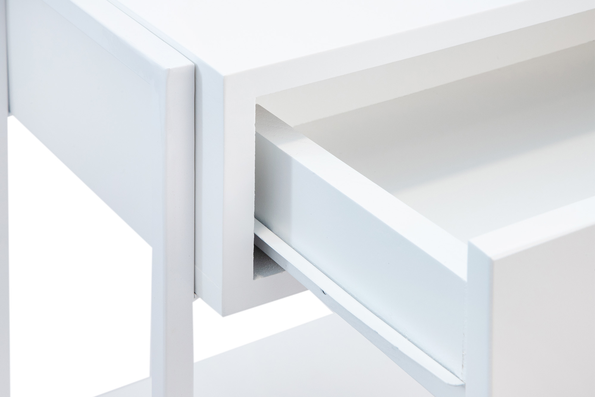 Mesa Branca Apoio Lateral Cama Móveis MDF Metal Cabeceira