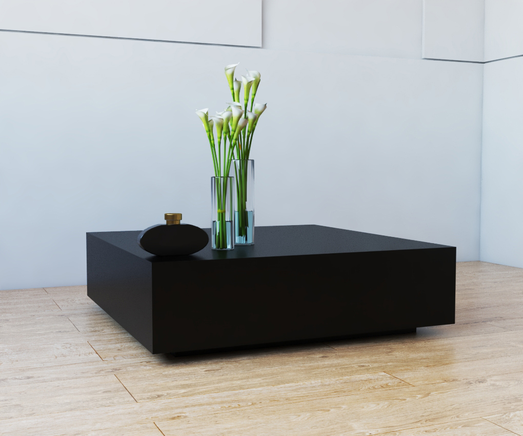 Mesa Centro MDF Quadrada Black 80cm Mesinha Sala