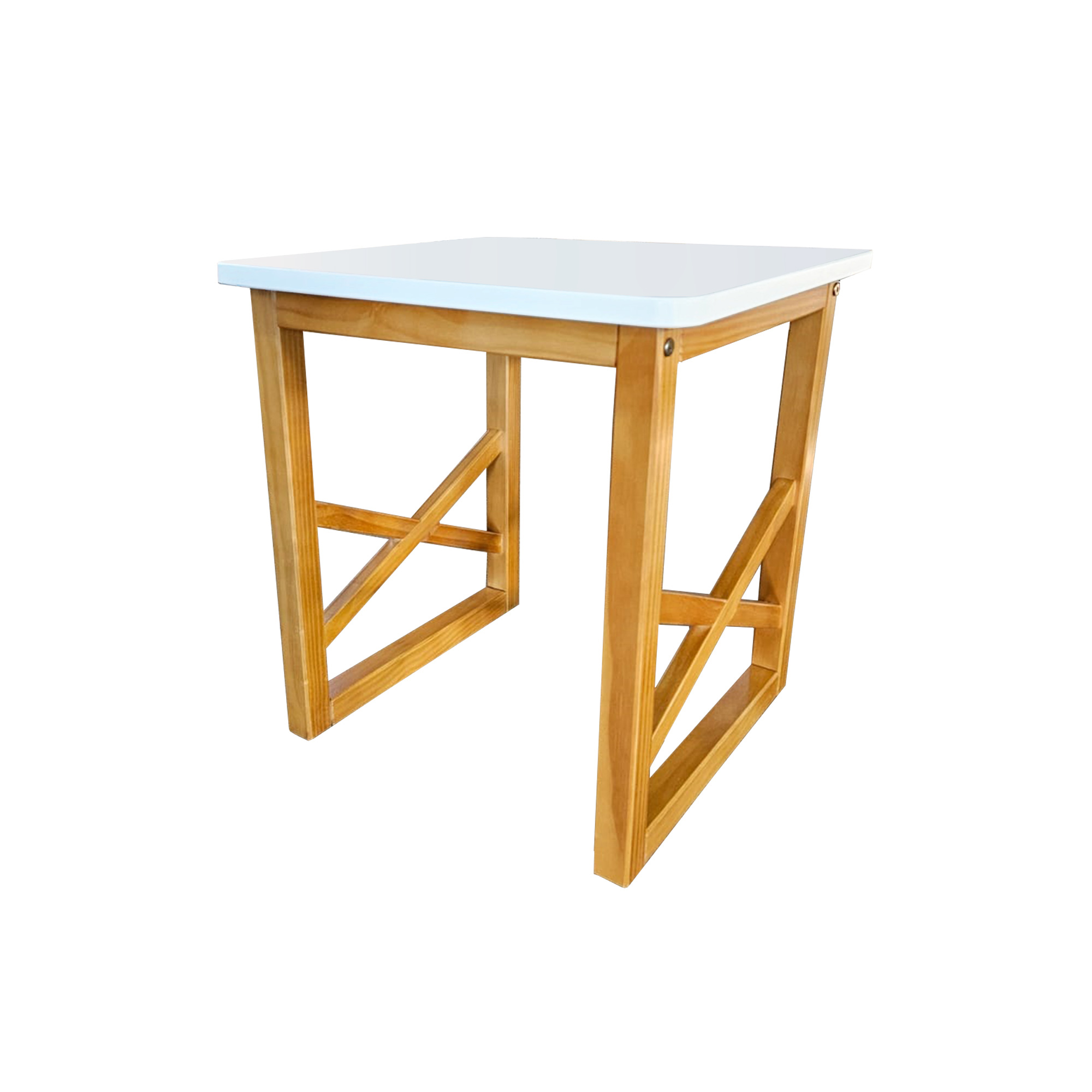 Mesa Quadrada Lateral Apoio sofá Minimalista Madeira 45cm Branco