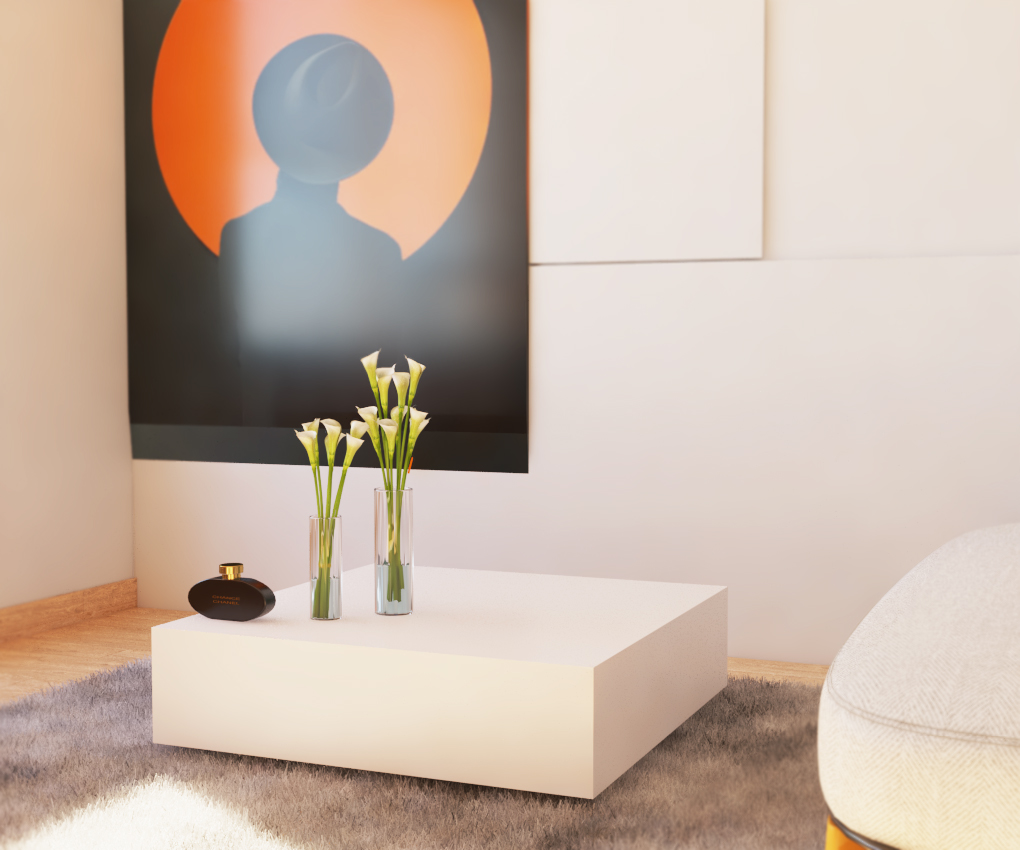Mesa bloco Branca MDF Mesinha Centro 80cm Minimalista Sala