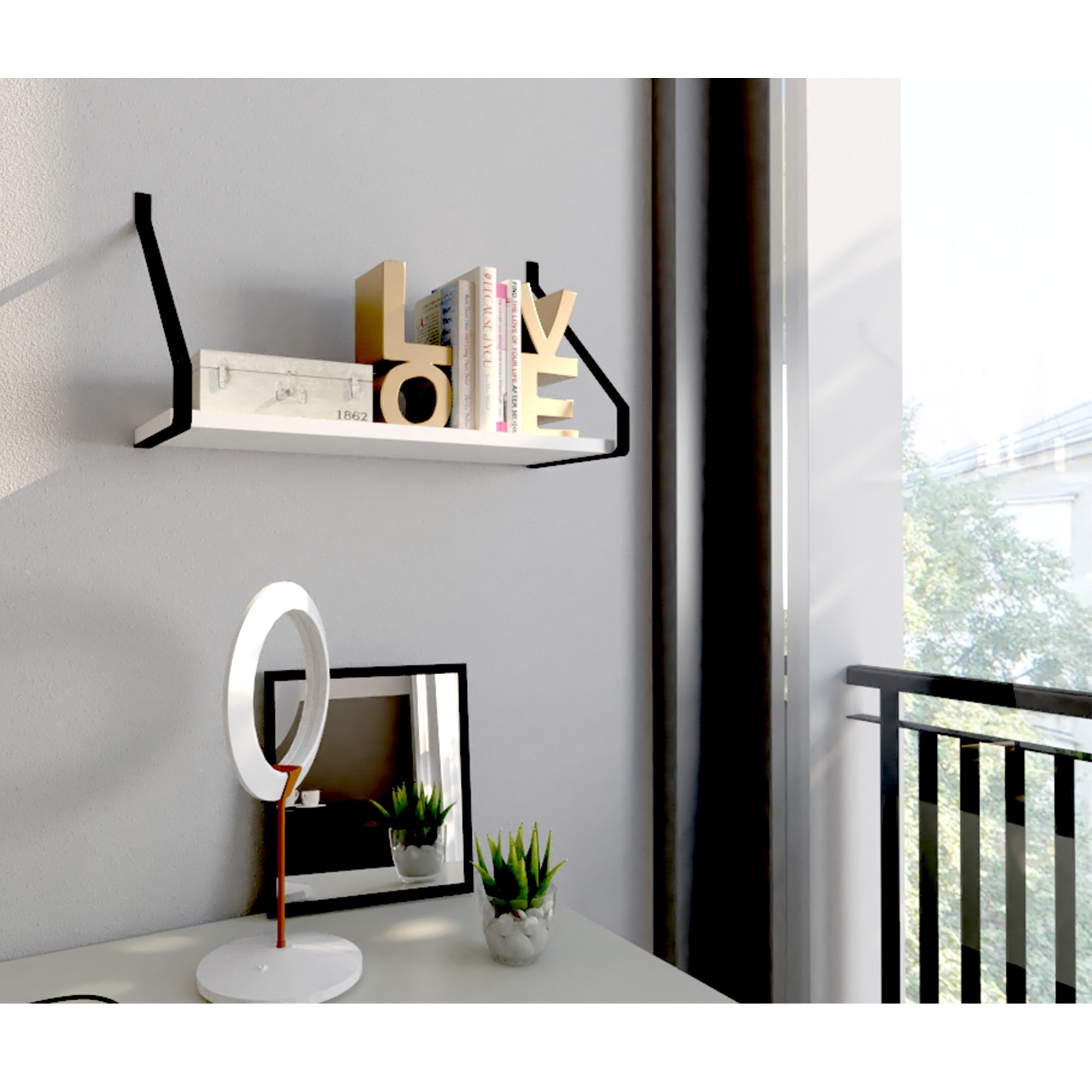 Nicho MDF + Suporte Apoio Livros quarto prateleira 65cm organizador 