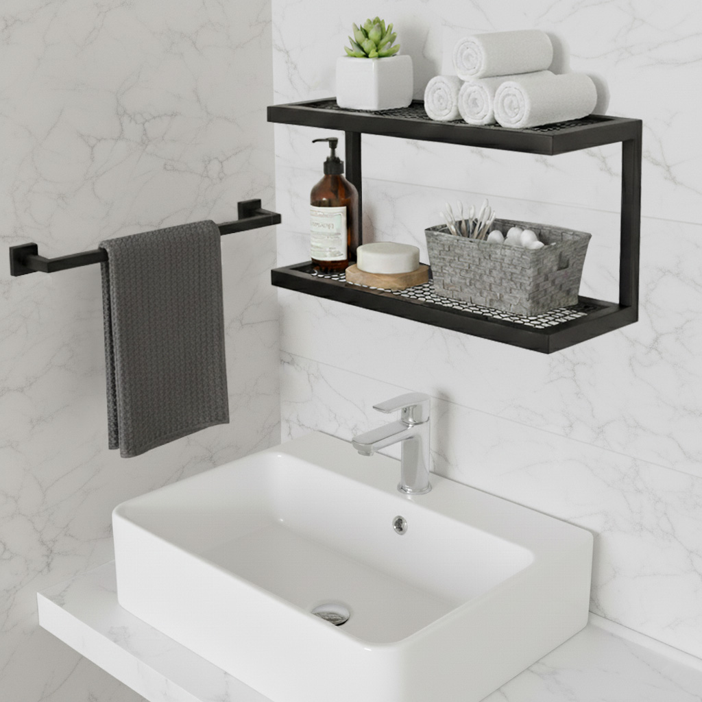 Nicho cozinha tela preto fosco Prateleira Organizador ganchos Dupla