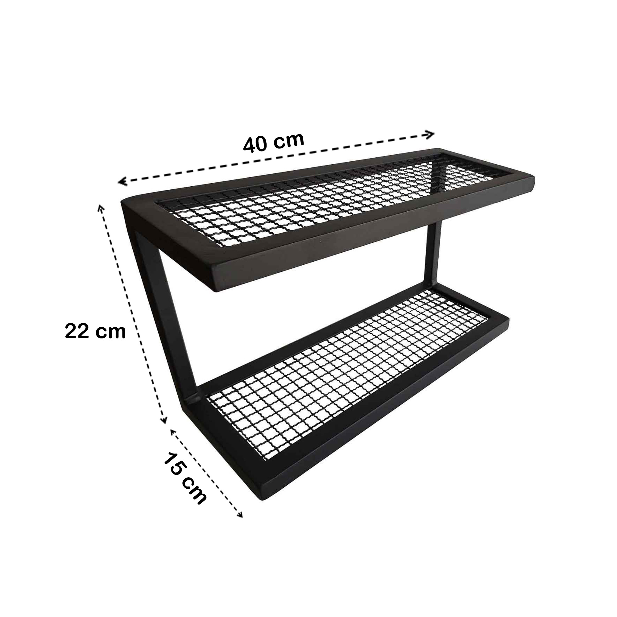 Nicho cozinha tela preto fosco Prateleira Organizador ganchos Dupla