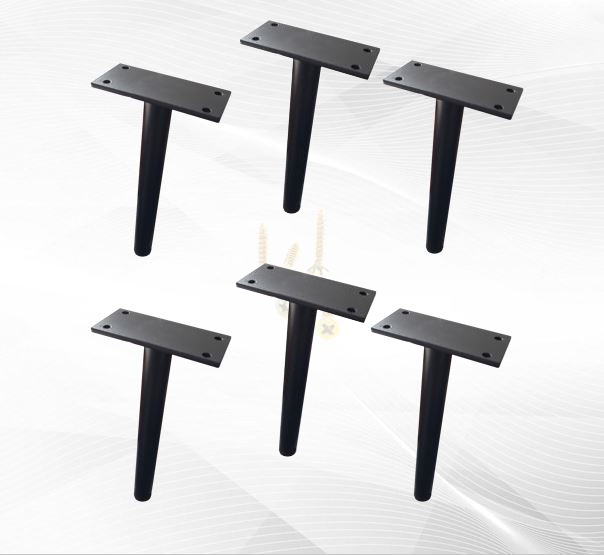 Pé de móveis 18cm Aço reforço Cama Multiuso Preto Fosco - 6unidades