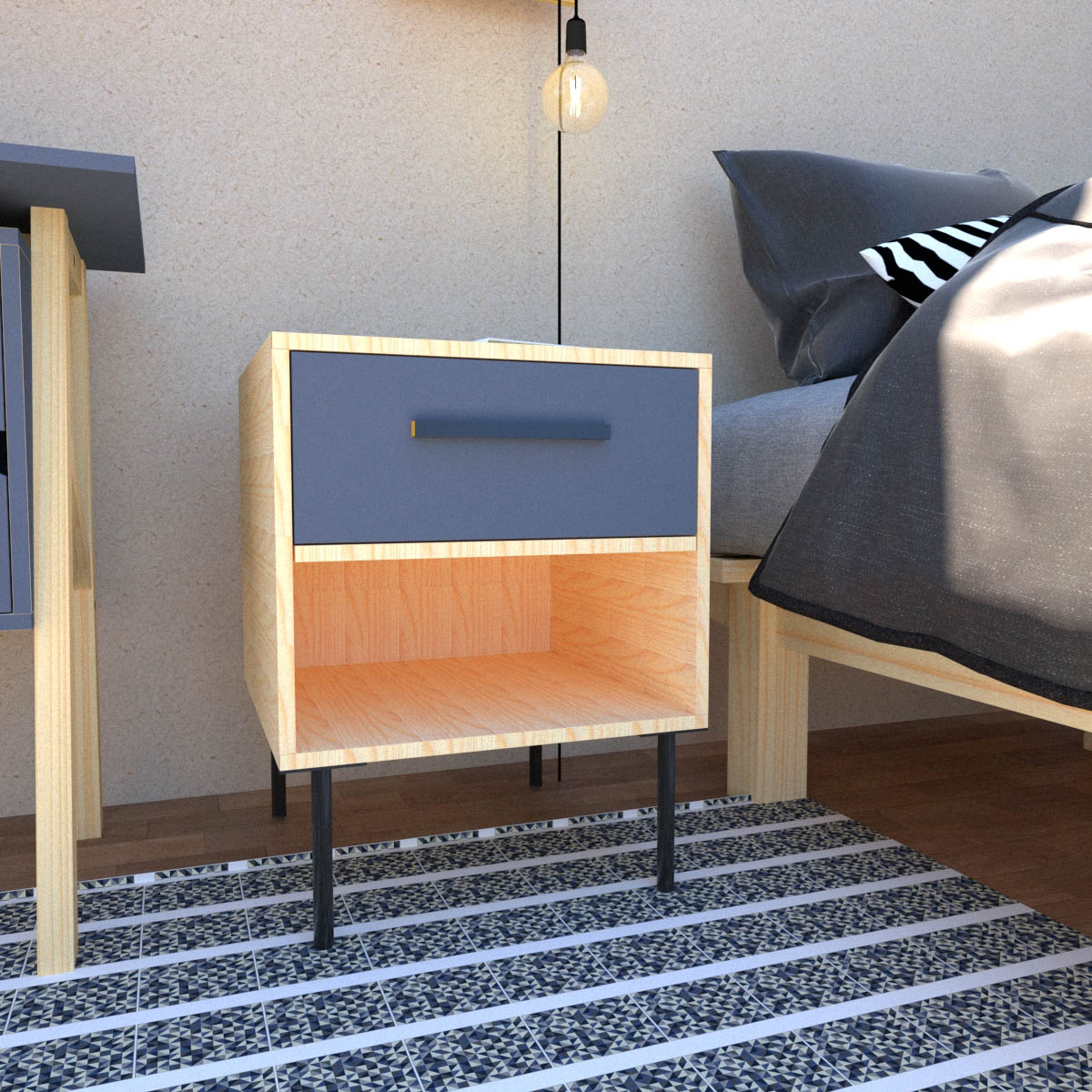 Pé de móveis 18cm Aço reforço Cama Multiuso Preto Fosco - 6unidades