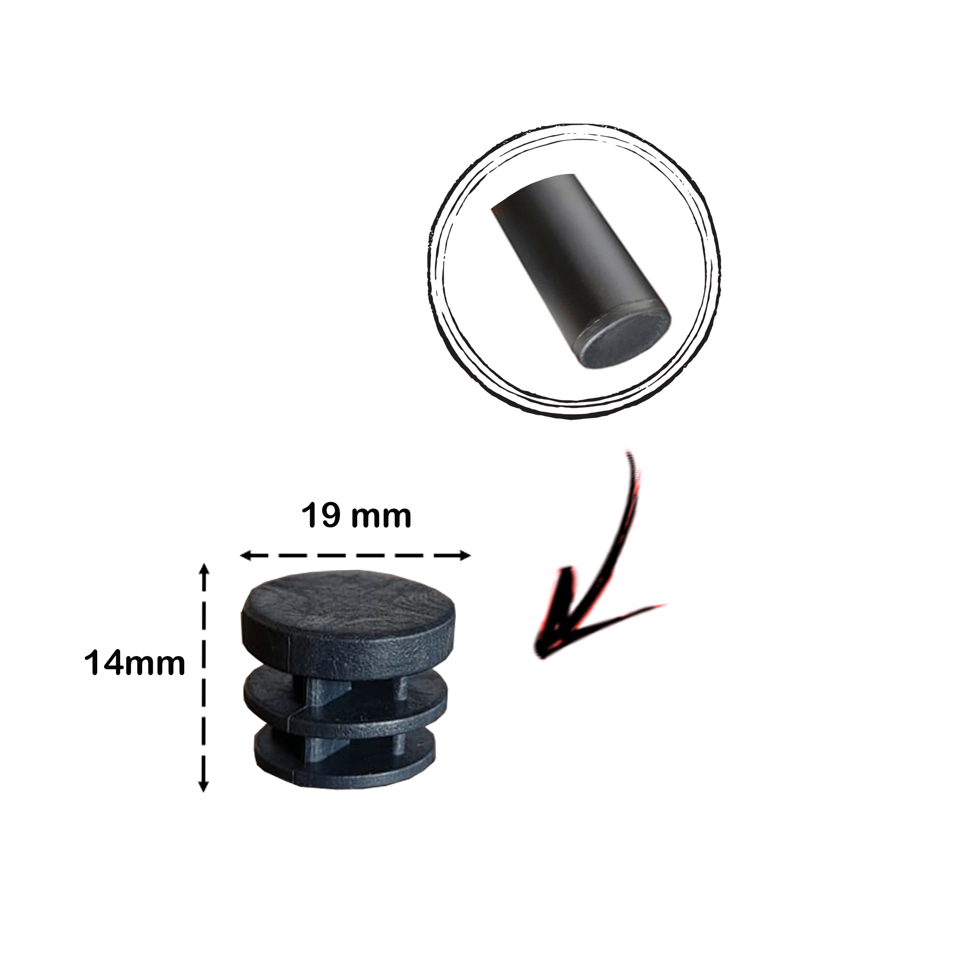 Ponteiras plásticas Redondas 19mm Móveis sem rebarba - 1000 und. 