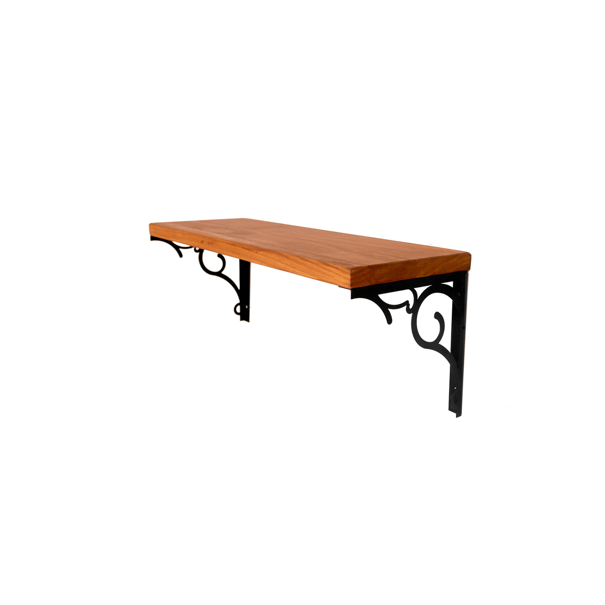 Prateleira Madeira com Suporte Metal 45cm nicho maciço Sala Quarto 
