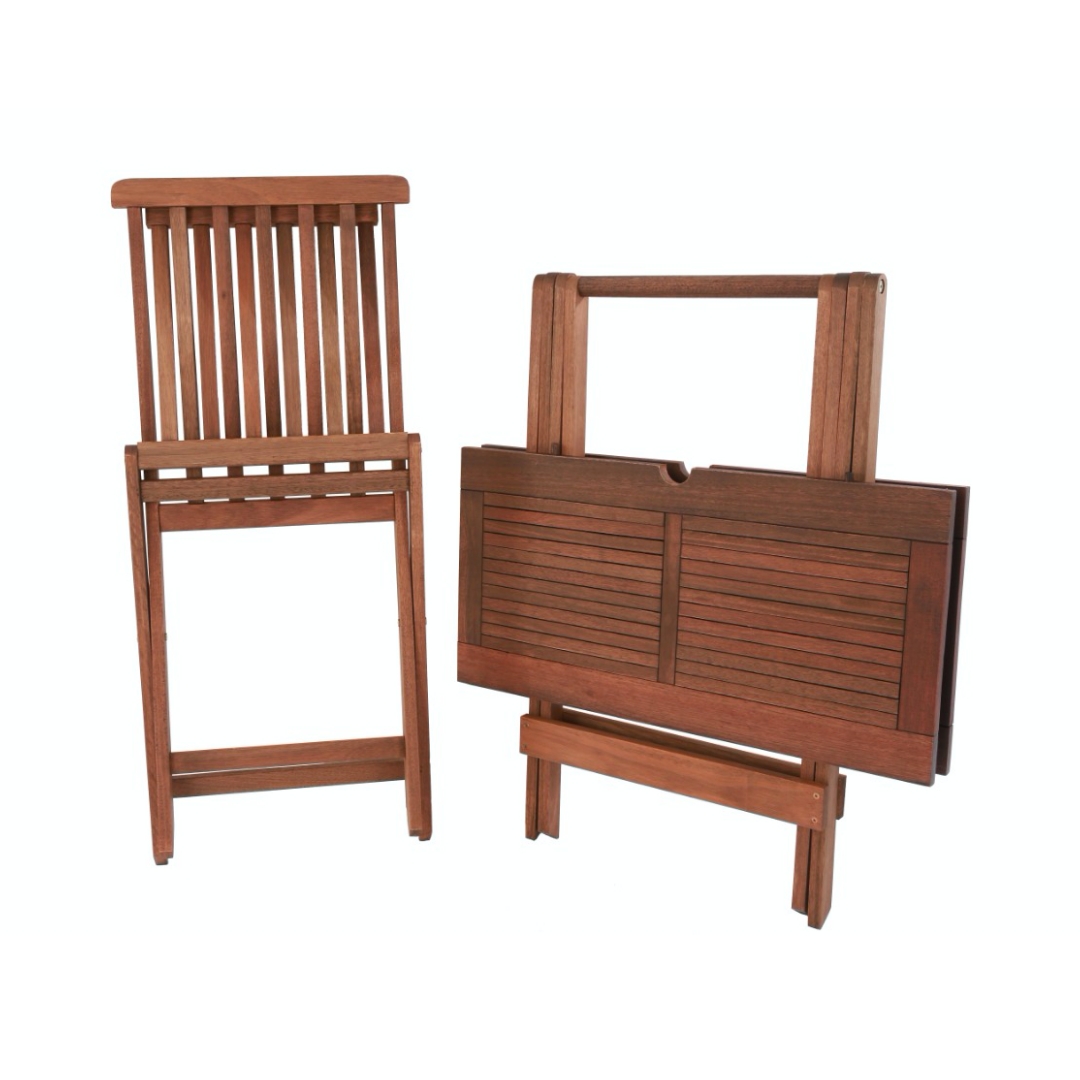 Conjunto Roma Mesa 80cm com furo para ombrelone e 4 Cadeiras Dobráveis