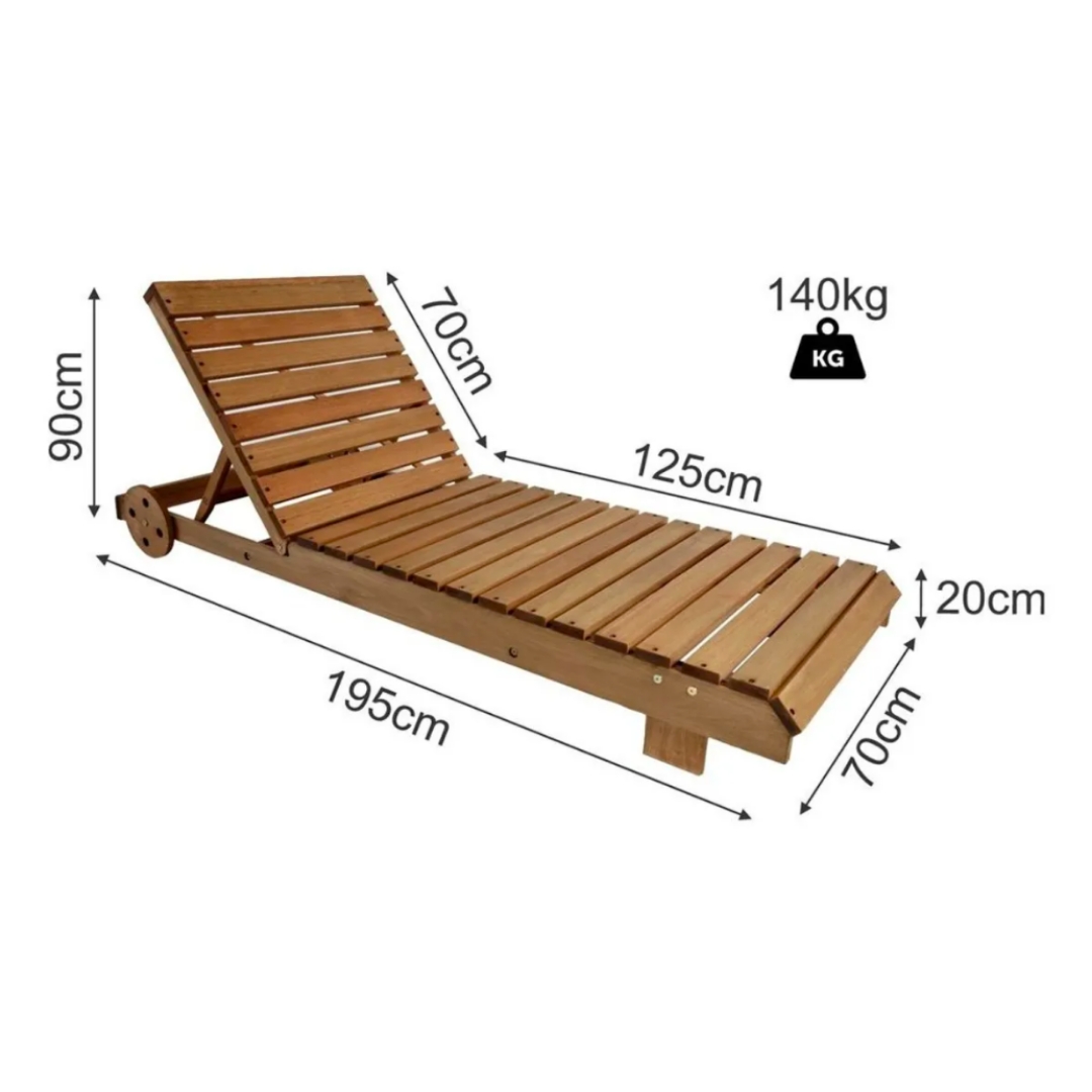Espreguiçadeira de Madeira para Jardins e Piscina ALF010