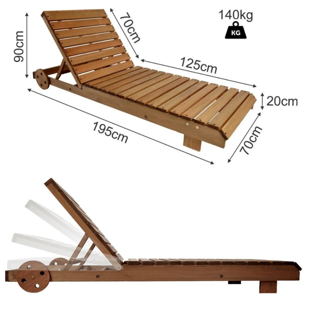 Espreguiçadeira de Madeira para Jardins e Piscina ALF010