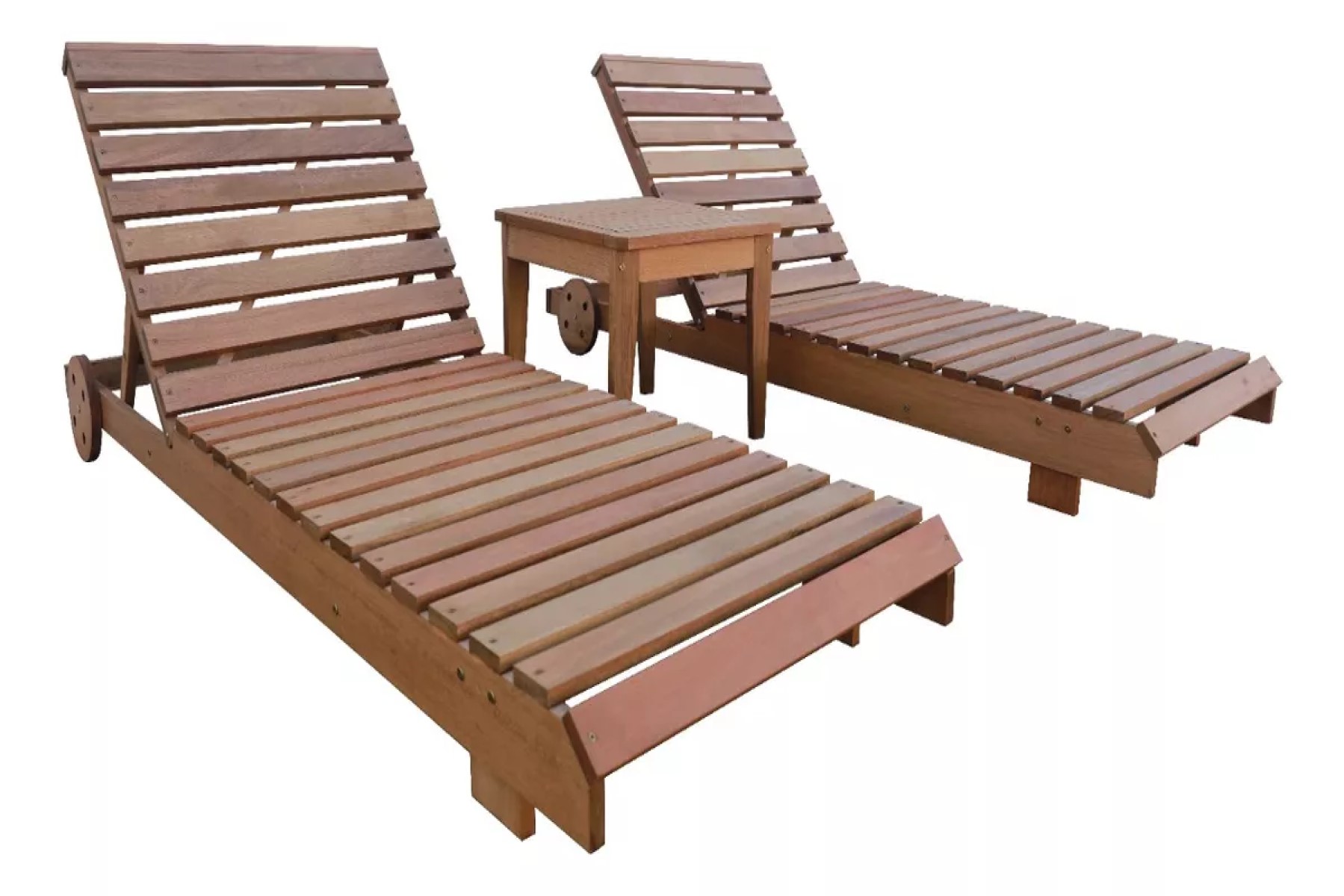 Kit Piscina 2 Espreguiçadeira com colchonetes e Mesa de centro