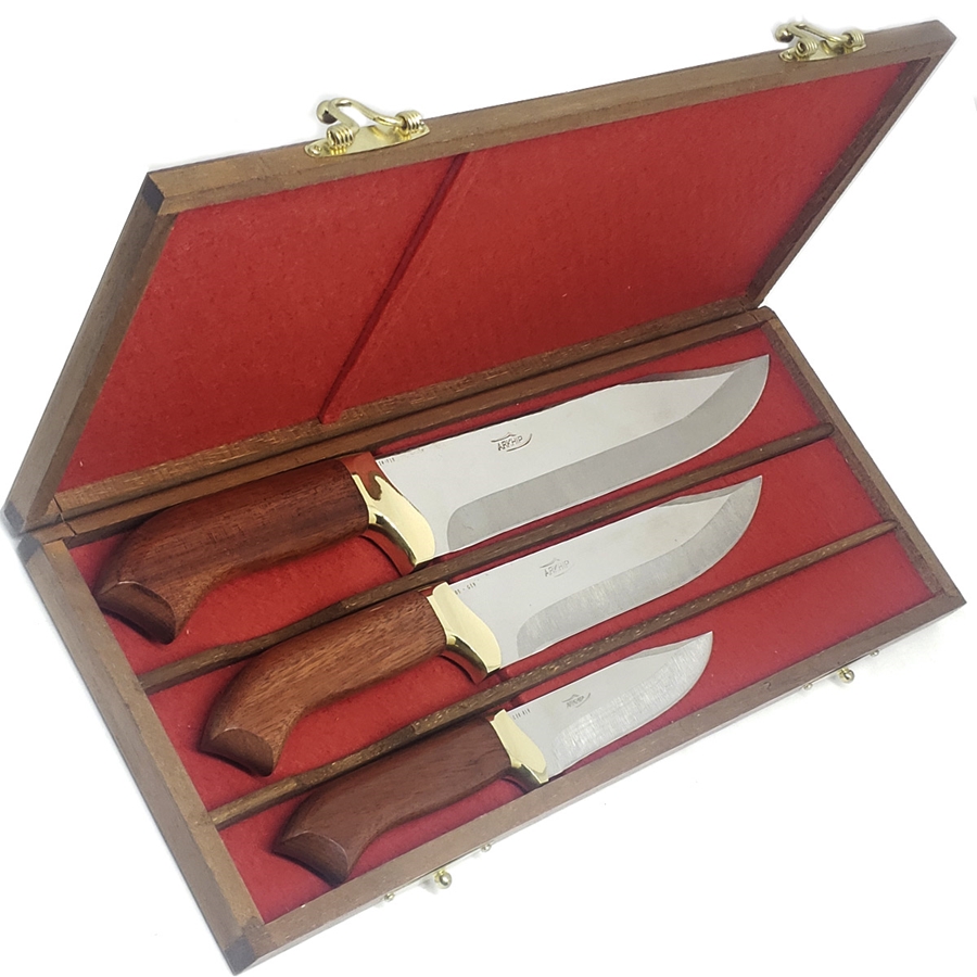 Kit Churrasco e Cozinha Arkhip Trichu 10'' 8'' 5'' Cabo Madeira Caixa