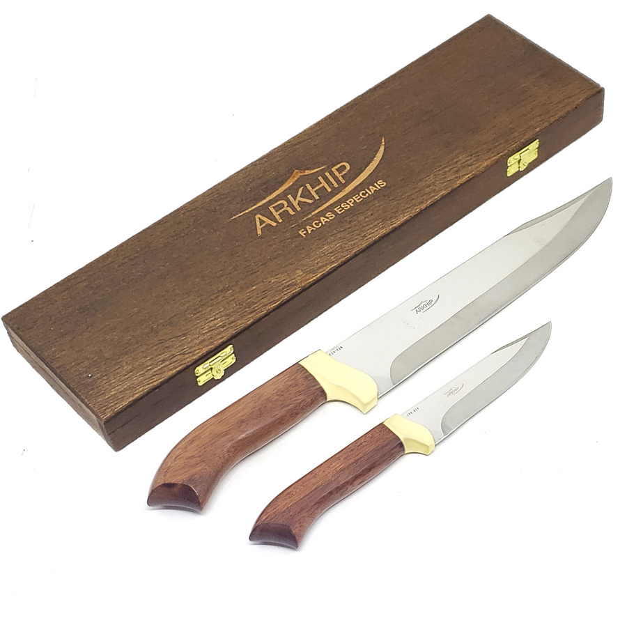 Kit Churrasco e Mesa Arkhip Grãnchurrita 10'' e 5'' Cabo Madeira Caixa