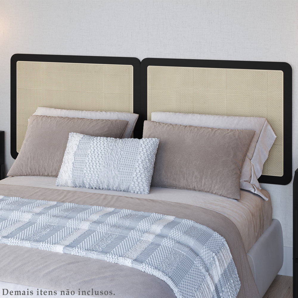 Cabeceira Casal 160 CM Palhinha Oslo 27967 Nero Artesano