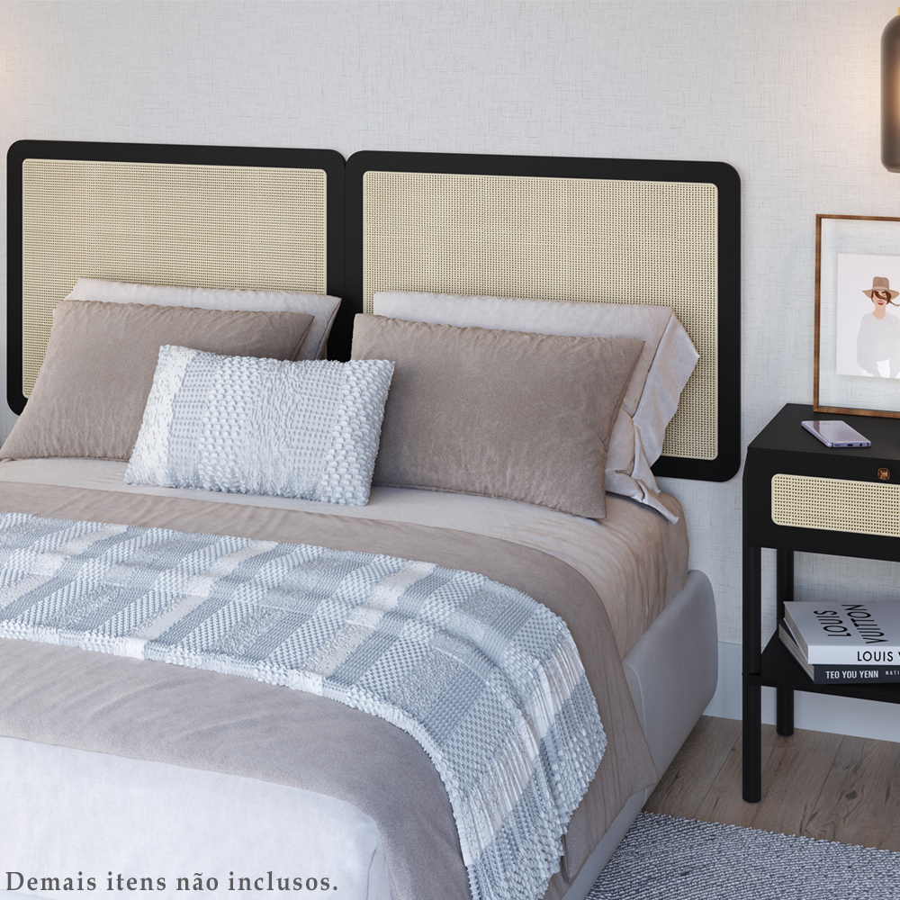 Cabeceira Casal 160 CM Palhinha Oslo 27967 Nero Artesano