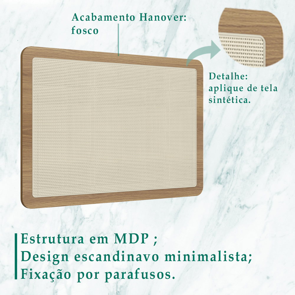 Cabeceira Solteiro 90 CM Palhinha Oslo 27966 Hanover Artesano