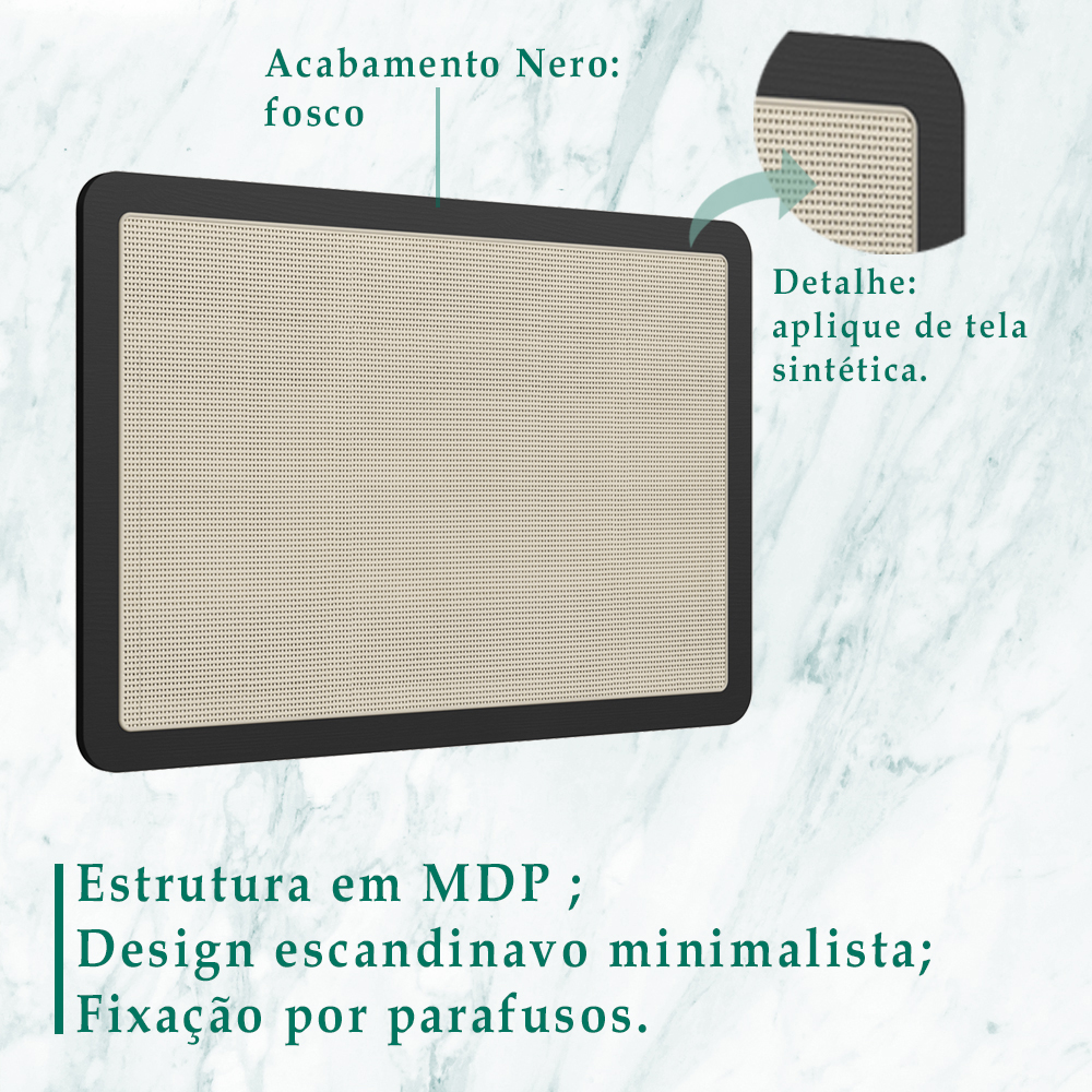 Cabeceira Solteiro 90 CM Palhinha Oslo 27966 Nero Artesano