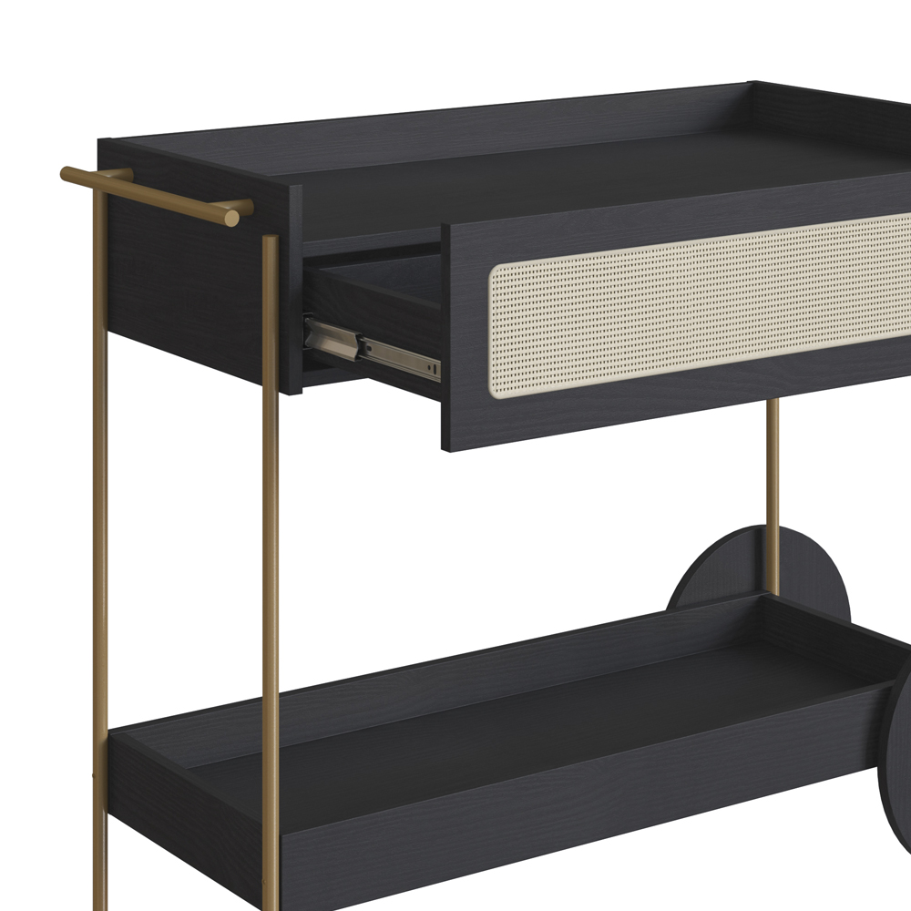 Carrinho Bar Porta Taças 110 CM Pes Metal Oslo 28964 Nero Artesano