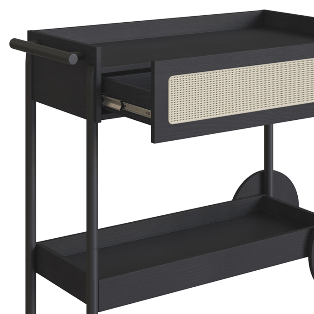 Carrinho Bar Porta Taças 112 CM Pes Madeira Oslo 27964 Nero Artesano