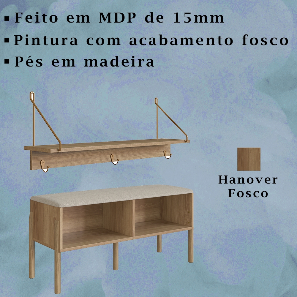 Conjunto Sapateira Banco e Prateleira Hanover Artesano