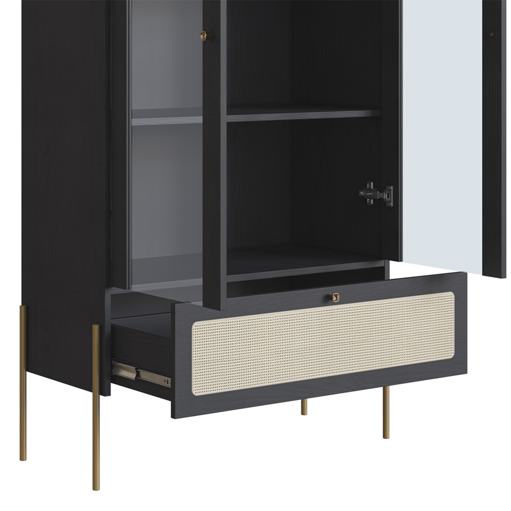 Cristaleira 2 PT Vidro 1 GVT Pes Metal 28963 Nero Artesano