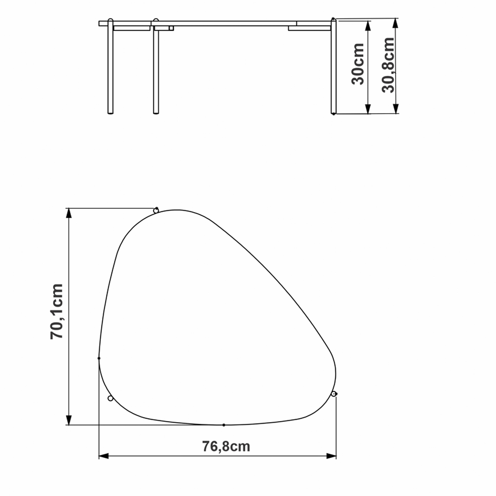 Kit Mesa de Centro e Lateral Organica Pes Metal Dourado Hanover Artesano