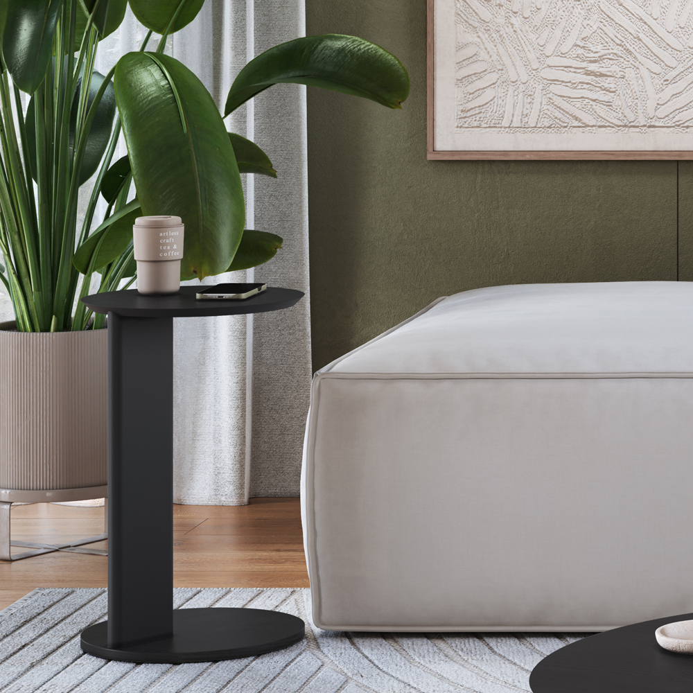 Mesa Apoio Sofa Chanfrada Pe Madeira Nero Preto 28020 Artesano