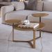 Mesa Centro 03 Tampos Chanfrada Pe Metal Dourado Hanover Artesano