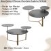 Mesa Centro 03 Tampos Chanfrada Pe Metal Dourado Nero Artesano
