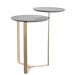 Mesa Lateral 02 Tampos Chanfrada Pe Metal Dourado Nero Artesano