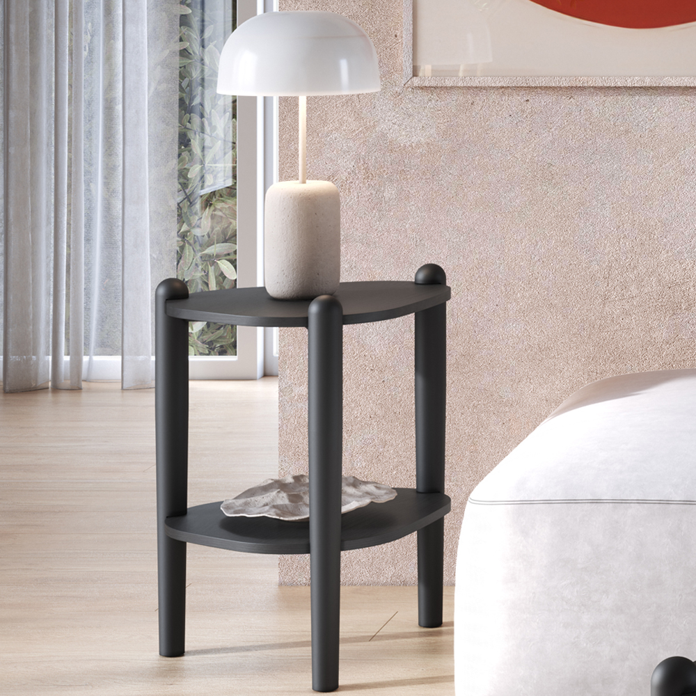 Mesa Lateral Organica Pe Madeira 28013 Nero Preto Artesano