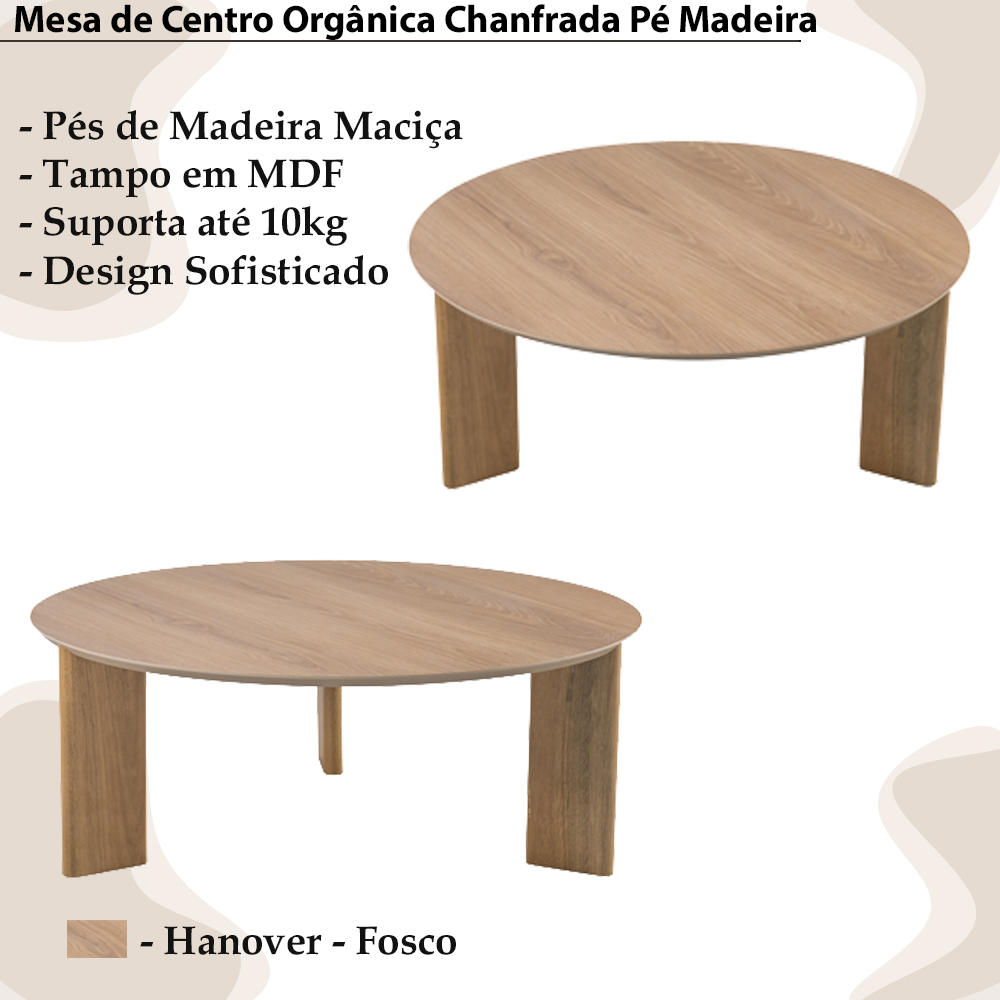 Mesa de Centro Chanfrada Pe Madeira Hanover 28018 Artesano