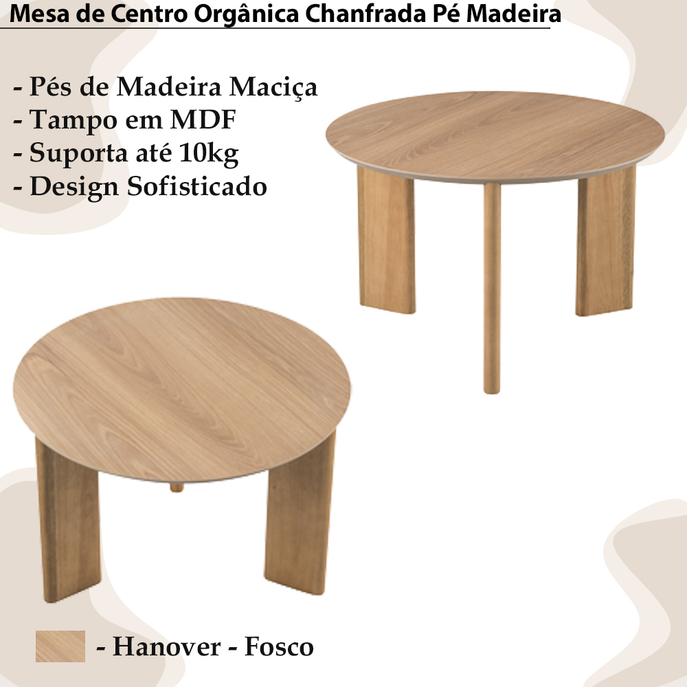 Mesa de Centro Chanfrada Pe Madeira Hanover 28019 Artesano