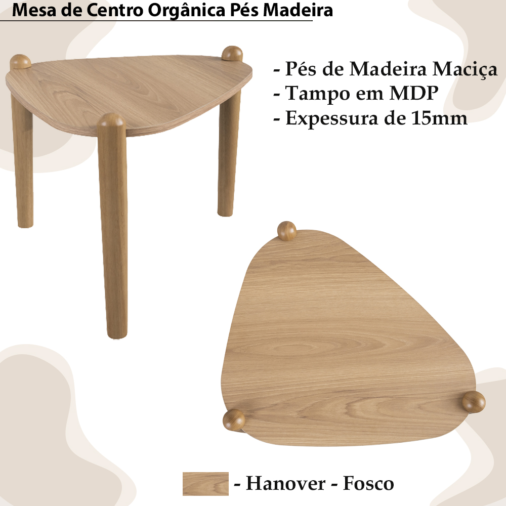 Mesa de Centro Organica Pes Madeira Hanover 28012 Artesano