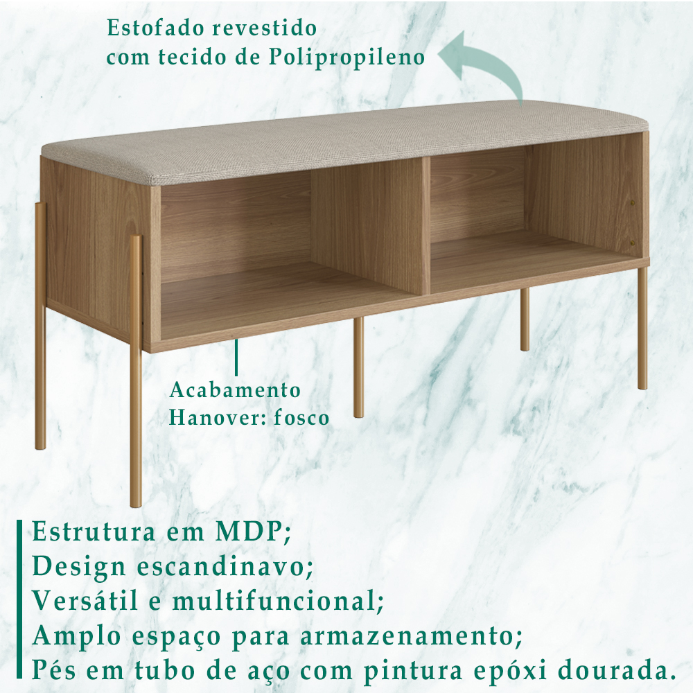 Sapateira Banco 93 CM Pes Metal Oslo 28968 Hanover Artesano