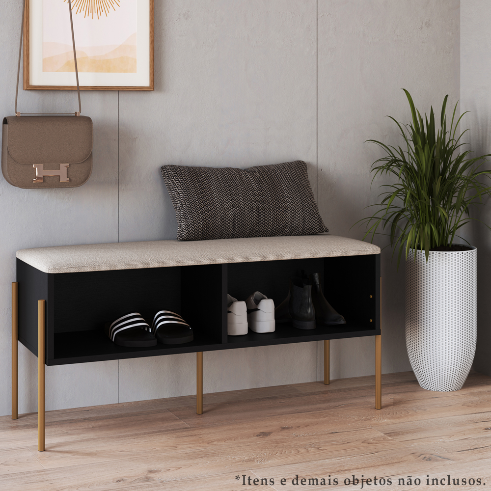 Sapateira Banco 93 CM Pes Metal Oslo 28968 Nero Artesano