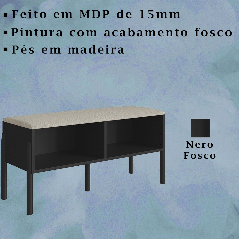 Sapateira Banco Oslo Pes em Madeira Nero Artesano