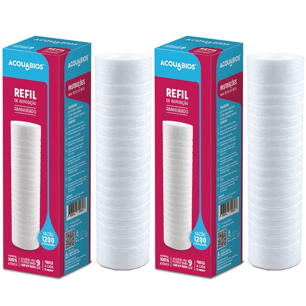 Kit 2 Refil Acqua 230RH 9.3/4' POE Filtro Acquabios Caixa de