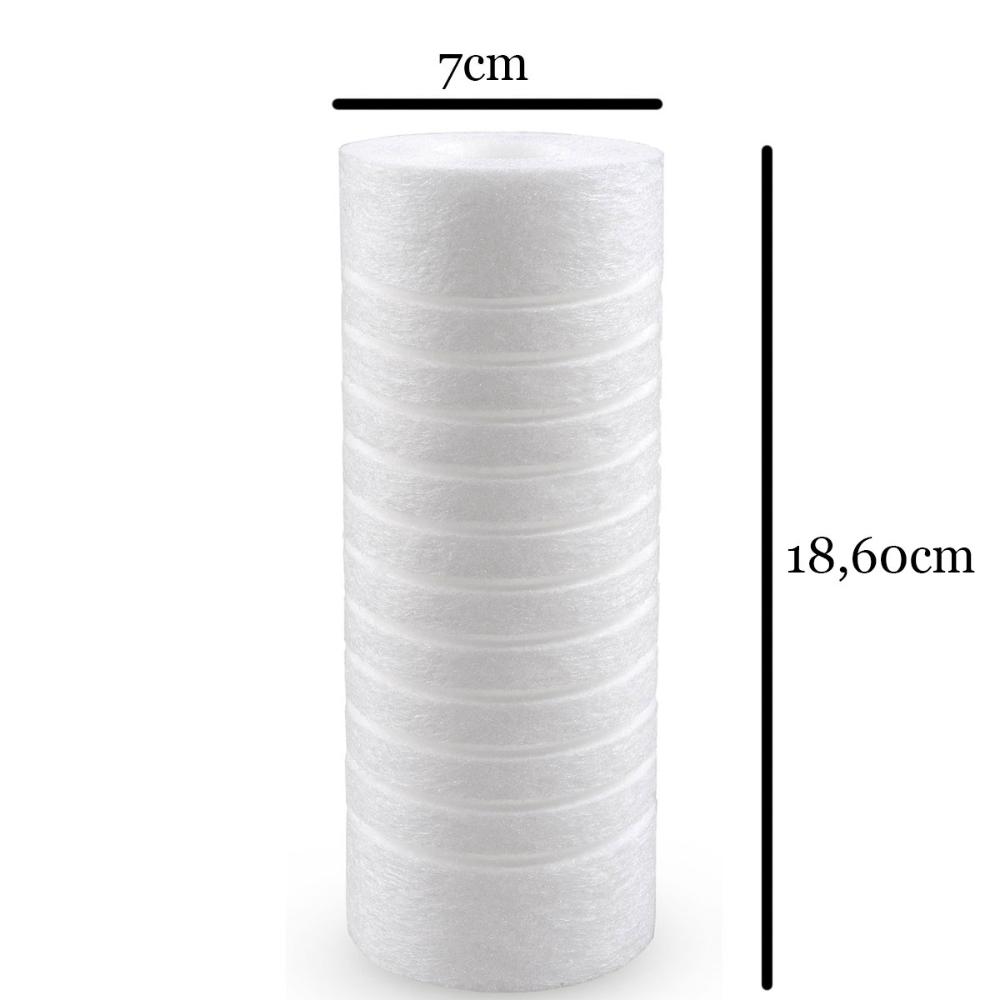 Kit 2 Refis Ranhurados de Reposição 7" Melt Blown para Filtro de Máquina de Lavar Maqlav Acquabios
